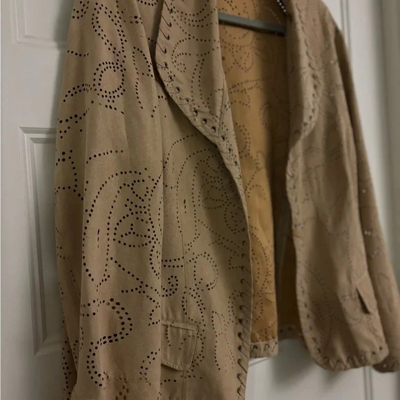 Chico's Tan Blazer with Embroidered Lapel - Picture 4 of 10